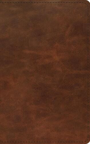 ESV Thinline Bible, Red Letter (Full Grain Leather, Saddle Brown) - Leather / fine binding With ribbon marker(s)