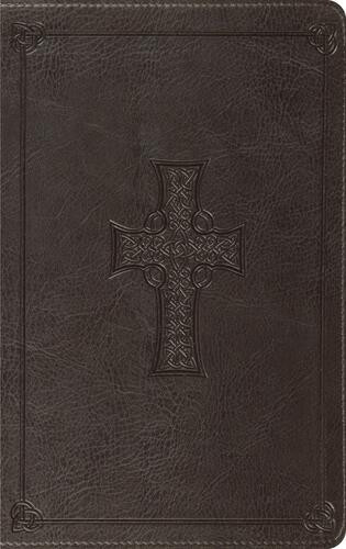 ESV Thinline Bible, Red Letter (TruTone, Charcoal, Celtic Cross Design) - Imitation Leather With ribbon marker(s)