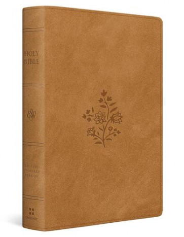 ESV Giant Print Personal Size Bible, Red Letter, Thumb Indexed (TruTone, Nubuck Caramel, Wildflower Design) - Imitation Leather With ribbon marker(s)