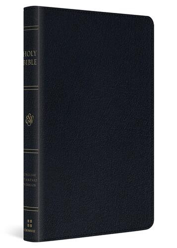 ESV Large Print Thinline Bible (Genuine Leather, Black) - Genuine Leather With ribbon marker(s)