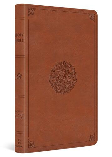 ESV Large Print Thinline Bible (TruTone, English Saddle, Emblem Design) - Imitation Leather With ribbon marker(s)