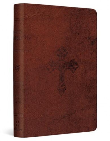 ESV Compact Bible (TruTone, Walnut, Weathered Cross Design) - Imitation Leather With ribbon marker(s)
