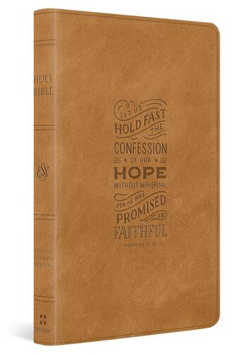 ESV Thinline Bible, Red Letter (TruTone, Nubuck Caramel, Hebrews 10:23 Design) - Imitation Leather Multicolor With ribbon marker(s)