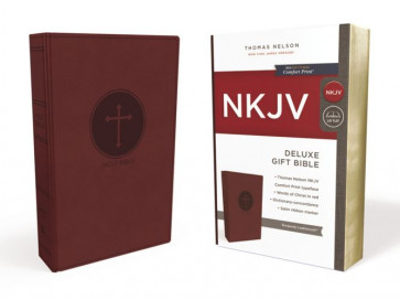 NKJV, Deluxe Gift Bible, Leathersoft, Burgundy, Red Letter, Comfort Print - Imitation Leather With ribbon marker(s)