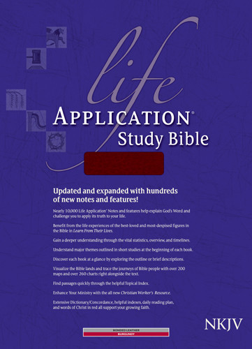 NKJV Life Application Study Bible, Second Edition (Red Letter, Bonded Leather, Burgundy/maroon, Indexed) - Bonded Leather Burgundy With thumb index and ribbon marker(s)