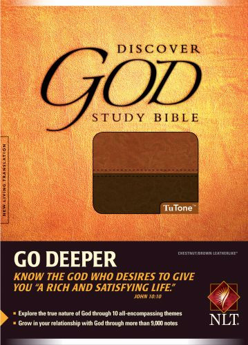 The Discover God Study Bible NLT, TuTone (Red Letter, LeatherLike, Chestnut/Brown) - LeatherLike Brown/Chestnut With ribbon marker(s)