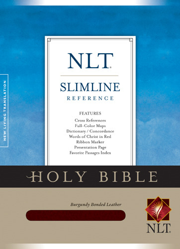 Slimline Reference Bible NLT (Red Letter, Bonded Leather, Burgundy/maroon) - Bonded Leather Burgundy With ribbon marker(s)