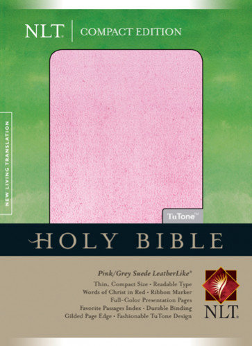 Compact Edition Bible NLT, TuTone (Red Letter, LeatherLike, Pink/Grey Suede) - LeatherLike Grey Suede/Multicolor/Pink With ribbon marker(s)