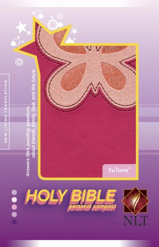 Holy Bible, Personal Compact NLT, TuTone Butterfly  - LeatherLike Pink/Magenta With ribbon marker(s)