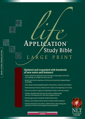 NLT Life Application Study Bible, Second Edition, Large Print (Red Letter, Bonded Leather, Burgundy/maroon, Indexed) - Bonded Leather Burgundy With thumb index and ribbon marker(s)