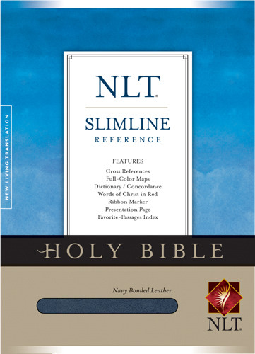 Slimline Reference Bible NLT  - Bonded Leather Navy With ribbon marker(s)