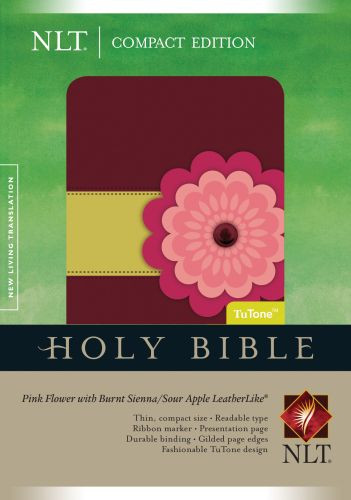 Compact Edition Bible NLT, TuTone (LeatherLike, Pink Flower w/Burnt Sienna/Sour Apple) - LeatherLike Burnt Sienna/Sour Apple/Pink Flower w With ribbon marker(s)