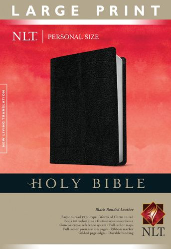 Holy Bible NLT, Personal Size Large Print edition (Red Letter, Bonded Leather, Black) - Bonded Leather Black With ribbon marker(s)
