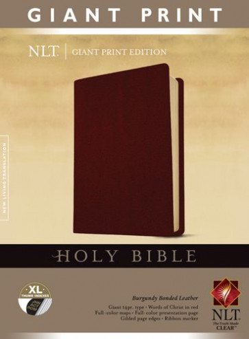 Holy Bible, Giant Print NLT - Bonded Leather Burgundy With thumb index and ribbon marker(s)