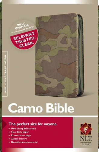 Camo Bible NLT (Canvas, Green) - Other book format Green With zip fastener