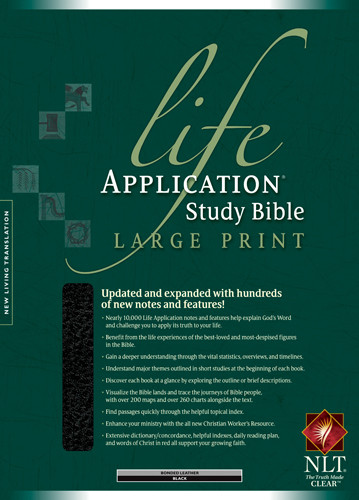 NLT Life Application Study Bible, Second Edition, Large Print (Red Letter, Bonded Leather, Black, Indexed) - Bonded Leather Black With thumb index and ribbon marker(s)