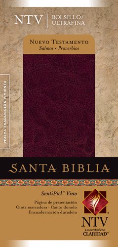 Nuevo Testamento con Salmos y Proverbios NTV, Edición bolsillo ultrafina - LeatherLike Burgundy With ribbon marker(s)