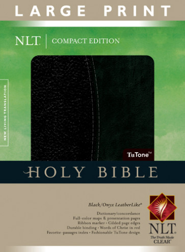 Compact Edition Bible NLT, Large Print, TuTone  - LeatherLike Black/Onyx With ribbon marker(s)