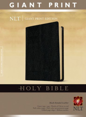 Holy Bible, Giant Print NLT (Bonded Leather, Black, Red Letter) - Bonded Leather With ribbon marker(s)