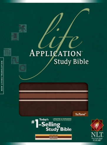 NLT Life Application Study Bible, Second Edition, TuTone  - LeatherLike Dark Brown w/Multicolor/Tan Stripes With ribbon marker(s)