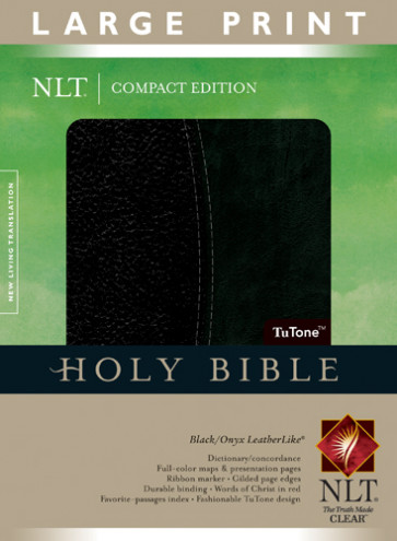 Compact Edition Bible NLT, Large Print, TuTone  - LeatherLike Black With thumb index and ribbon marker(s)