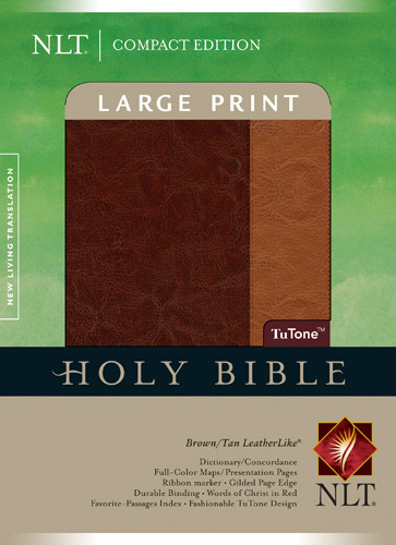 Compact Edition Bible NLT, Large Print, TuTone (Red Letter, LeatherLike, Brown/Tan, Indexed) - LeatherLike Brown/Tan With thumb index and ribbon marker(s)