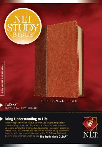 NLT Study Bible, Personal Size, TuTone  - LeatherLike Brown/Tan With ribbon marker(s)