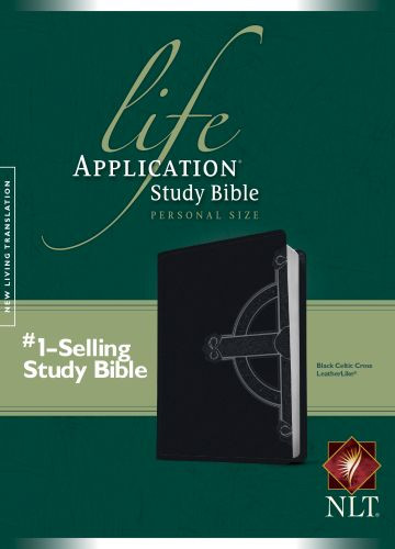 NLT Life Application Study Bible, Second Edition, Personal Size, Celtic Cross Edition (LeatherLike, Black) - LeatherLike Black With ribbon marker(s)