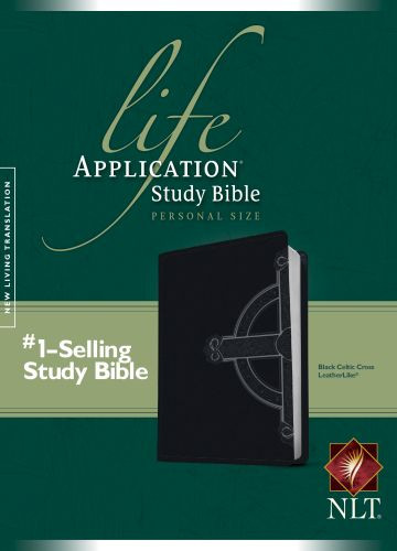 NLT Life Application Study Bible, Second Edition, Personal Size, Celtic Cross Edition (LeatherLike, Black) - LeatherLike Black With ribbon marker(s)