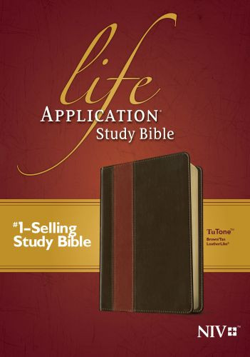 NIV Life Application Study Bible, Second Edition, TuTone (Red Letter, LeatherLike, Brown/Tan) - LeatherLike Brown/Multicolor/Tan With ribbon marker(s)