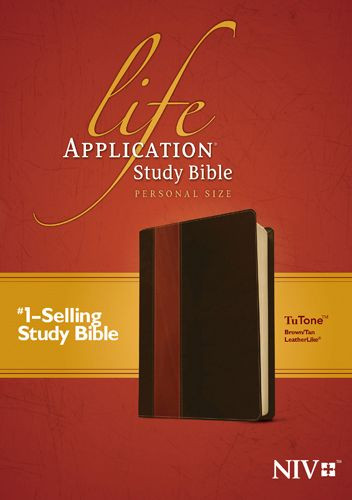 NIV Life Application Study Bible, Second Edition, Personal Size, TuTone (LeatherLike, Brown/Tan) - LeatherLike Brown/Multicolor/Tan With ribbon marker(s)