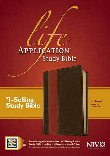 NIV Life Application Study Bible, Second Edition, TuTone (Red Letter, LeatherLike, Brown/Tan, Indexed) - LeatherLike Brown/Multicolor/Tan With thumb index and ribbon marker(s)