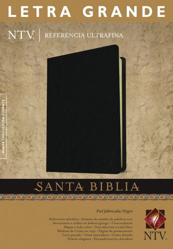 Santa Biblia NTV, Edición de referencia ultrafina, letra grande (Letra Roja, Piel fabricada, Negro) - Bonded Leather Black With ribbon marker(s)