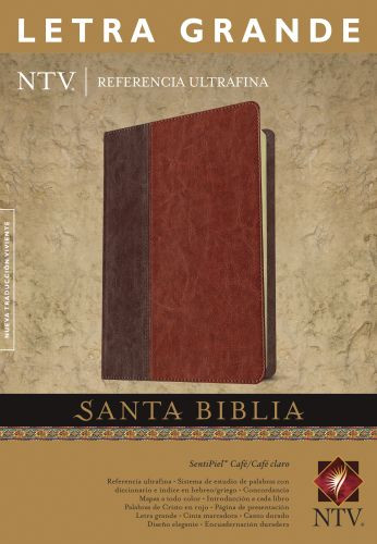 Santa Biblia NTV, Edición de referencia ultrafina, letra grande (Letra Roja, SentiPiel, Café/Café claro) - LeatherLike Brown/Multicolor/Tan With ribbon marker(s)