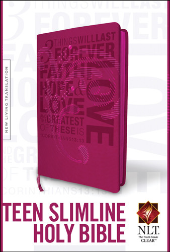 Teen Slimline Bible NLT (Red Letter, LeatherLike, Hot Pink) - LeatherLike Hot Pink With ribbon marker(s)