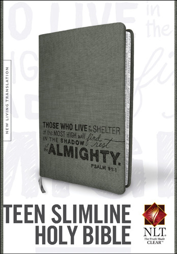 Teen Slimline Bible NLT (Red Letter, LeatherLike, Charcoal) - LeatherLike Charcoal With ribbon marker(s)