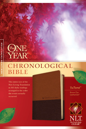 The One Year Chronological Bible NLT, TuTone (LeatherLike, Brown/Tan) - LeatherLike Brown/Multicolor/Tan With ribbon marker(s)