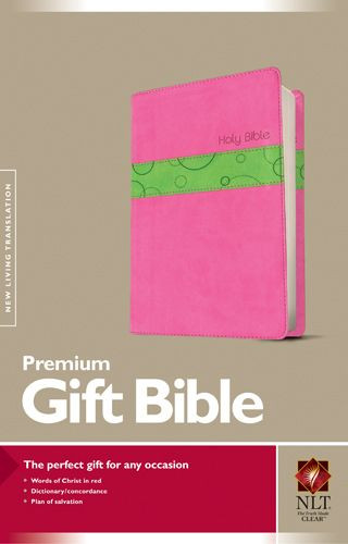 Premium Gift Bible NLT, TuTone (Red Letter, LeatherLike, Bubble Gum/Pistachio) - LeatherLike Pistachio/Multicolor/Bubble Gum With ribbon marker(s)