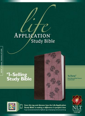 NLT Life Application Study Bible, Second Edition, TuTone (Red Letter, LeatherLike, Dark Brown/Pink Flowers) - LeatherLike Dark Brown/Multicolor/Pink Flowers With ribbon marker(s)