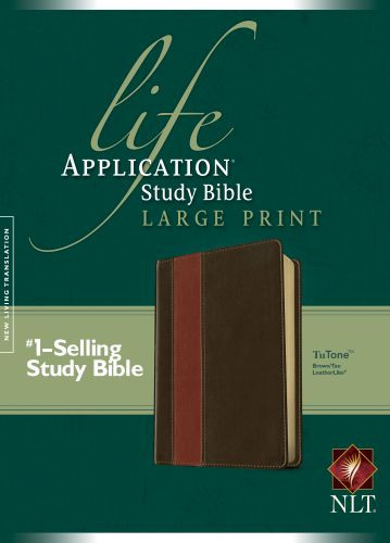 NLT Life Application Study Bible, Second Edition, Large Print, TuTone (Red Letter, LeatherLike, Brown/Tan) - LeatherLike Brown/Tan With ribbon marker(s)