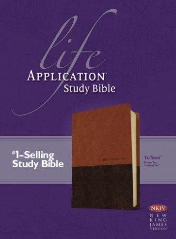 NKJV Life Application Study Bible, Second Edition, TuTone (Red Letter, LeatherLike, Brown/Tan) - LeatherLike Brown/Tan With ribbon marker(s)