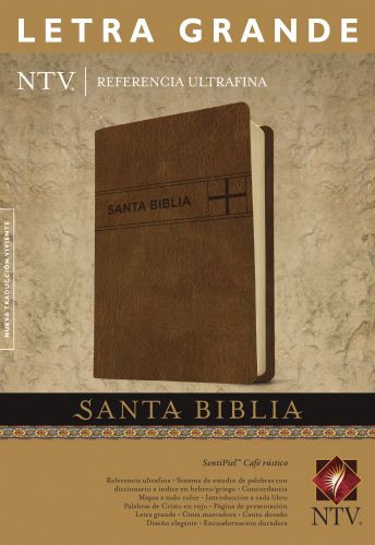 Santa Biblia NTV, Edición de referencia ultrafina, letra grande (Letra Roja, SentiPiel, Café rústico) - LeatherLike Rustic Brown With ribbon marker(s)