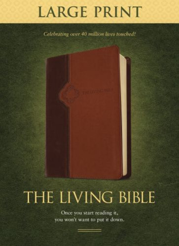 The Living Bible Large Print Edition, TuTone  - LeatherLike Brown/Tan With ribbon marker(s)