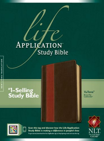 NLT Life Application Study Bible, Second Edition, TuTone (LeatherLike, Brown/Tan, Indexed, Red Letter) - LeatherLike With thumb index and ribbon marker(s)
