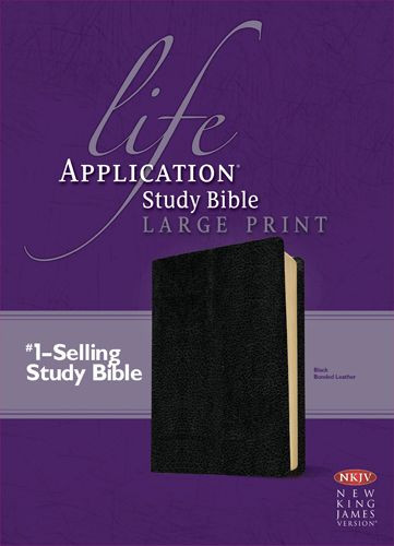 NKJV Life Application Study Bible, Second Edition, Large Print  - Bonded Leather Black With ribbon marker(s)