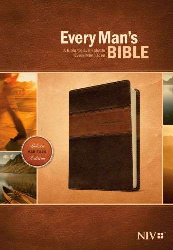 Every Man's Bible NIV, Deluxe Heritage Edition, TuTone (LeatherLike, Brown/Tan) - LeatherLike Brown/Tan/Brown/Tan With ribbon marker(s)