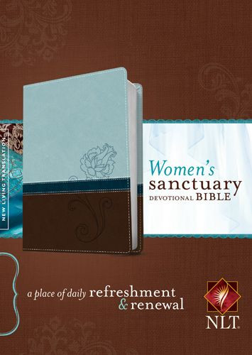 Women's Sanctuary Devotional Bible NLT, TuTone (LeatherLike, Cool Blue/Chocolate Rose) - LeatherLike Cool Blue/Chocolate Rose/Multicolor With ribbon marker(s)