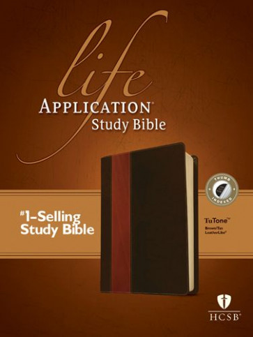 HCSB Life Application Study Bible, Second Edition, TuTone (Red Letter, LeatherLike, Brown/Tan, Indexed) - LeatherLike Brown/Multicolor/Tan With thumb index and ribbon marker(s)