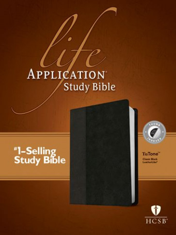 HCSB Life Application Study Bible, Second Edition, TuTone (Red Letter, LeatherLike, Classic Black, Indexed) - LeatherLike Classic Black With thumb index and ribbon marker(s)