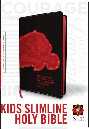 Kids Slimline Bible NLT, TuTone (Red Letter, LeatherLike, Black/Red Lion) - LeatherLike Black/Red Lion With ribbon marker(s)